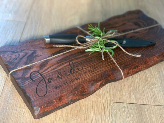 Handmade Oak Custom Engraved Cutting Board Charcuterie Board